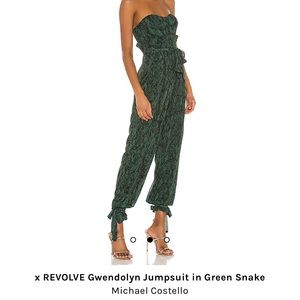 Michael Costello X Revolve Gwendolyn Jumpsuit in Green Snake